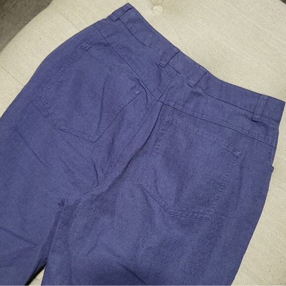 Vintage Talbots Petites Minimalist Navy Blue Irish Linen Blend Tapered Pants 8 - Picture 4 of 9